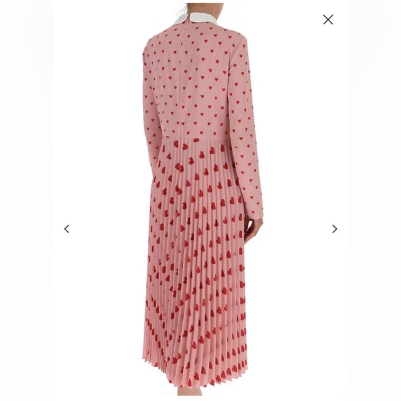 Red Valentino Pink/Red Valentines Heart Midi Maxi Pleated Chine Heart Dress 38 8 - Picture 7 of 16